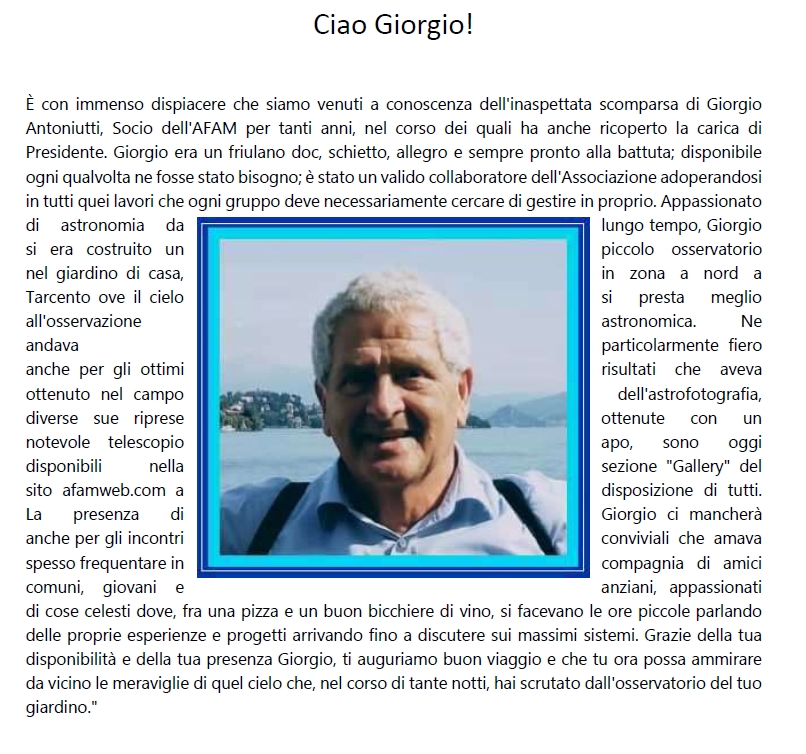 Ciao Giorgio